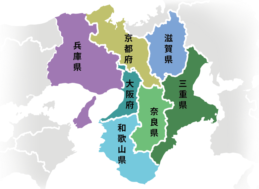 大阪府、兵庫県、京都府、滋賀県、奈良県、和歌山県、三重県で多数プレハブハウスの施工実績がございます。